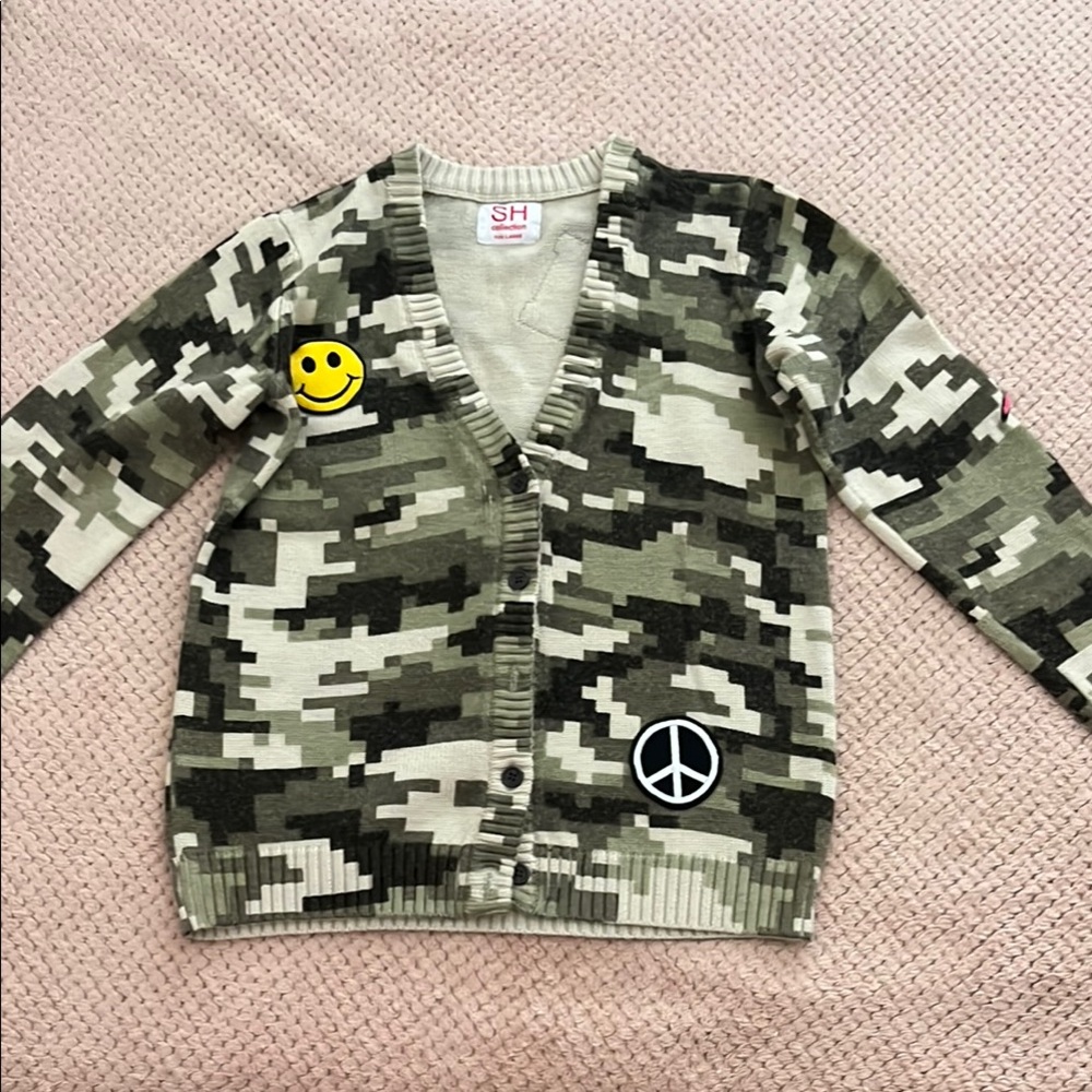 Camouflage Cardigan with Patches